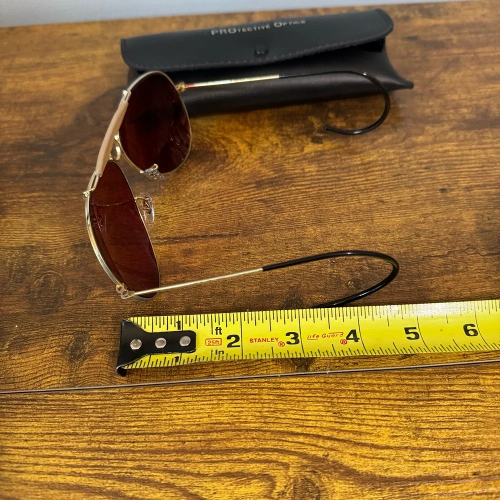 Protective Optics 70s Military Aviator‎ Plum Lens Cable Temple Sunglasses Set